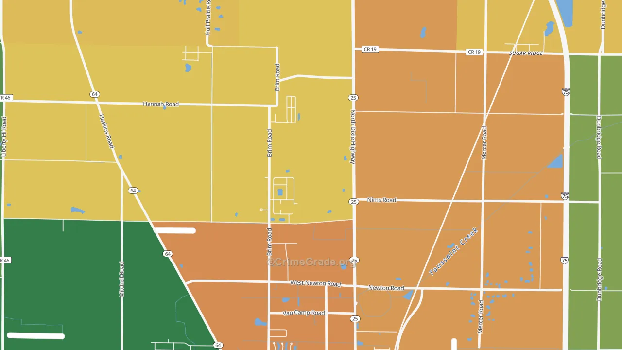 Hull Prairie, OH Map of Theft Rates