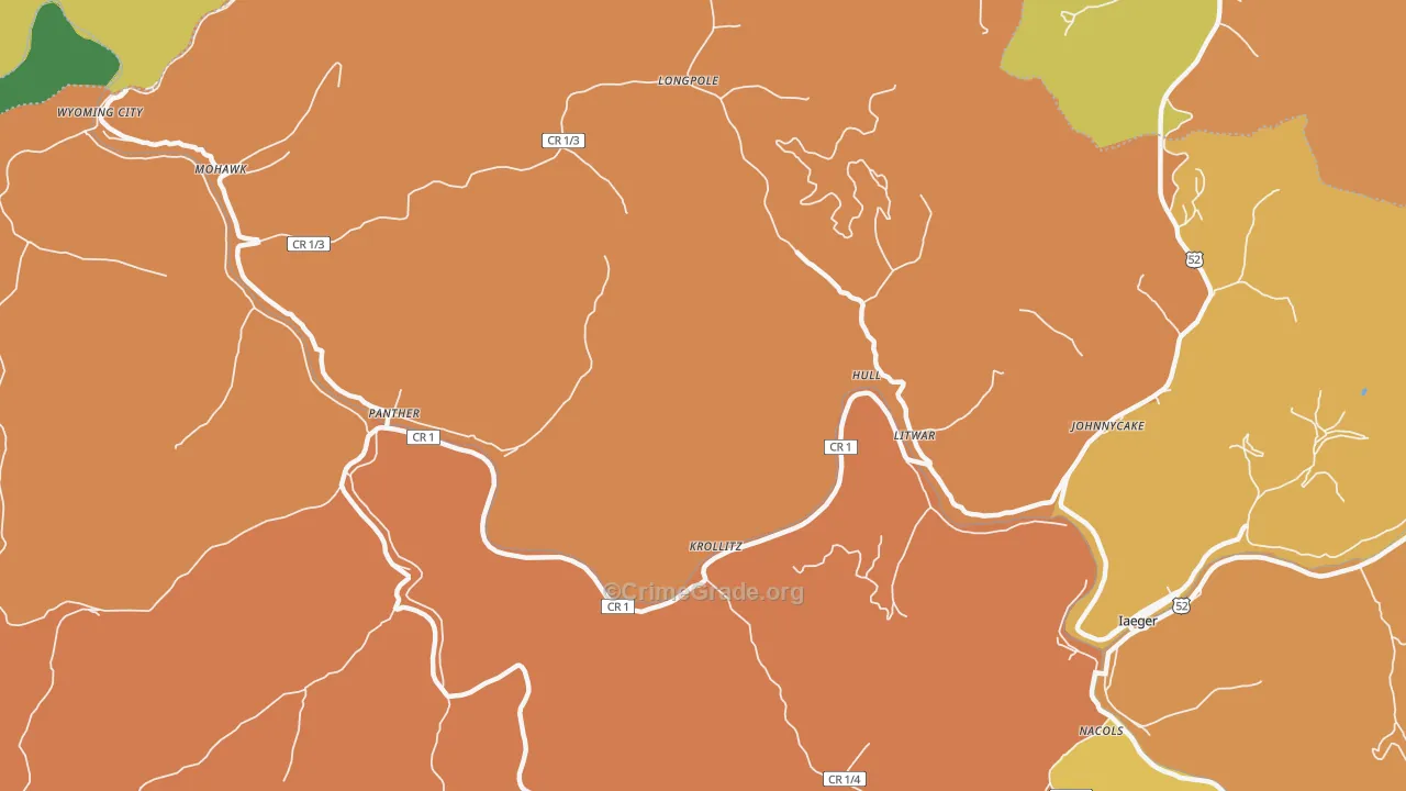 Hull, WV Map of Theft Rates