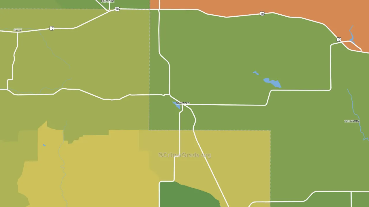 Humbird, WI Map of Theft Rates