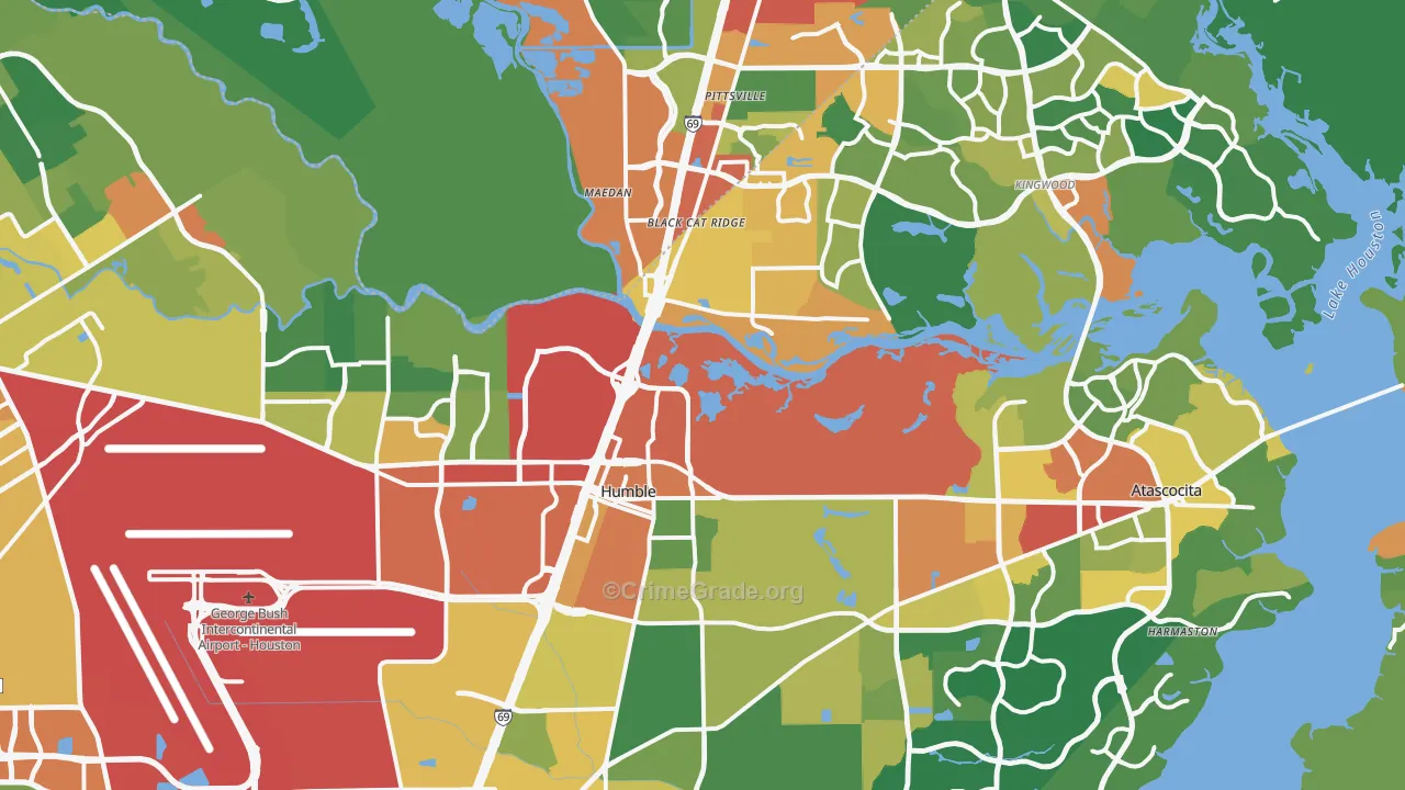 Humble, TX Map of Theft Rates