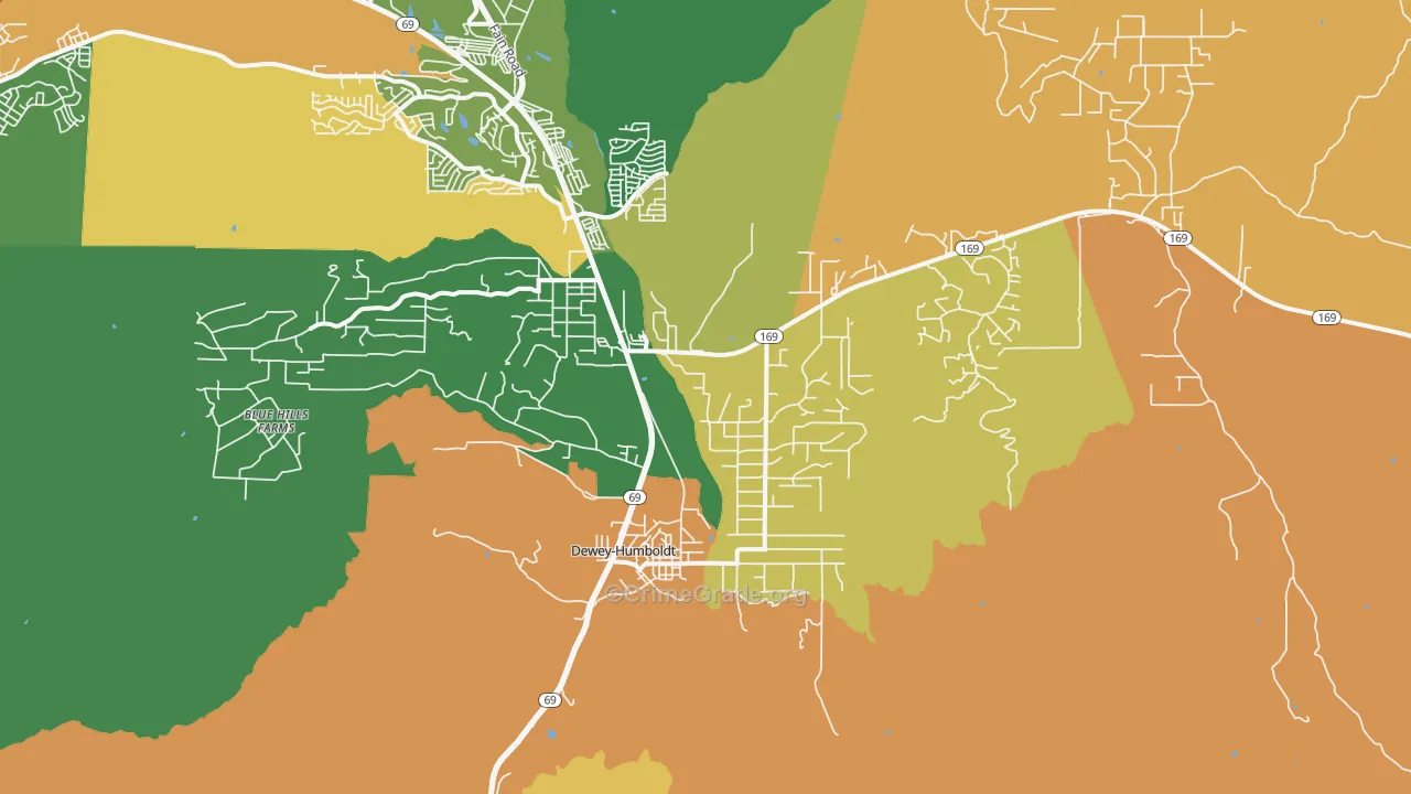 Humboldt, AZ Map of Theft Rates