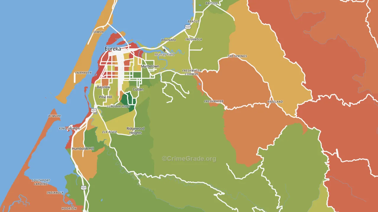 Humboldt County, CA Map of Theft Rates