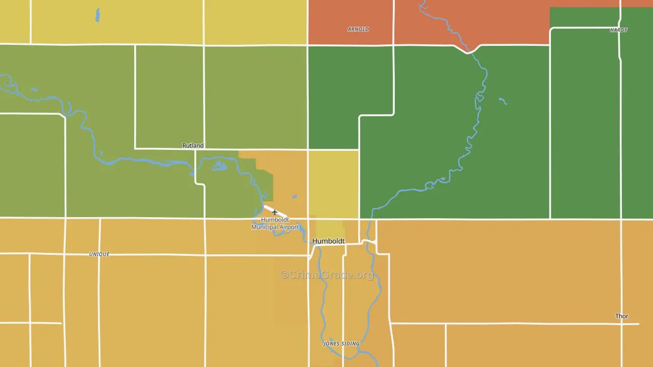 Humboldt County, IA Map of Theft Rates