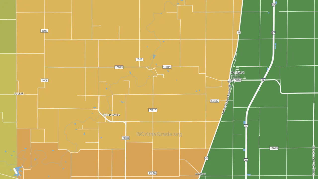 Humboldt, IL Map of Theft Rates