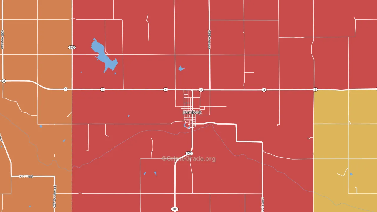 Humboldt, NE Map of Theft Rates