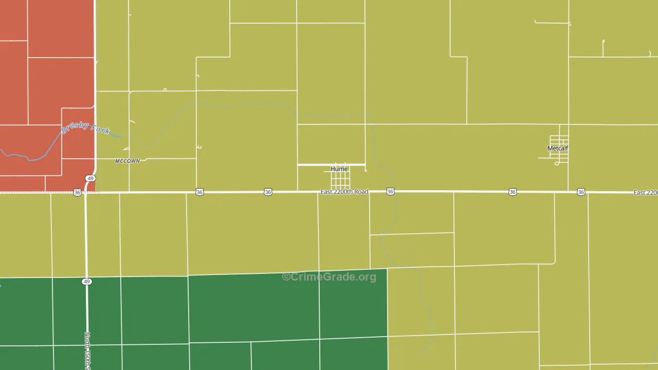 Hume, IL Map of Theft Rates