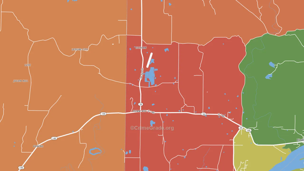Humm Wye, IL Map of Theft Rates