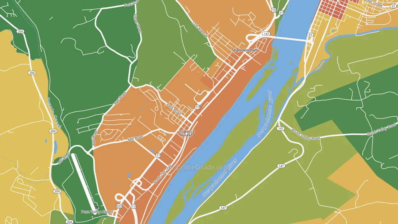 Hummels Wharf, PA Map of Theft Rates