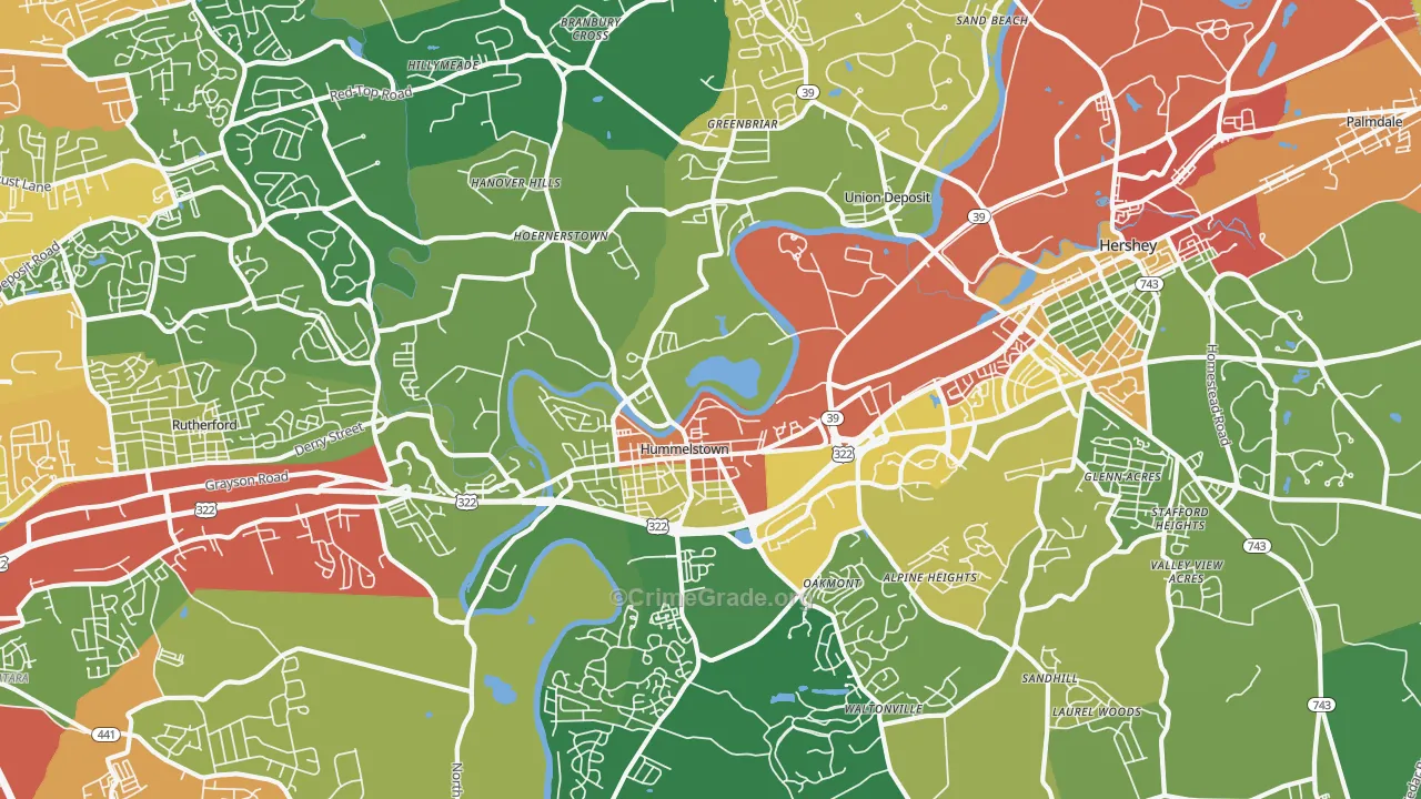 Hummelstown, PA Map of Theft Rates