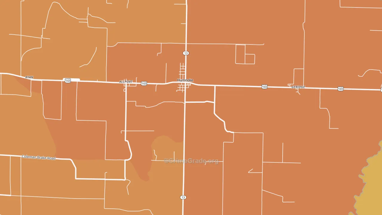 Humnoke, AR Map of Theft Rates