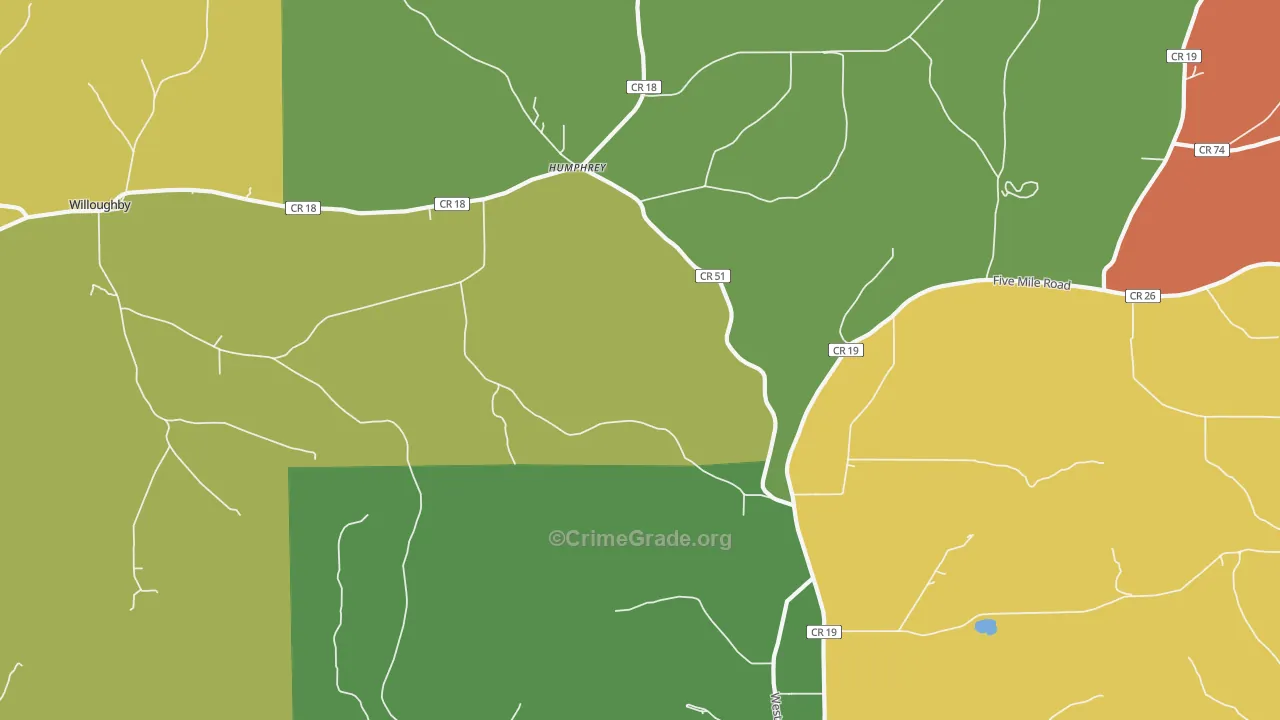 Humphrey, NY Map of Theft Rates