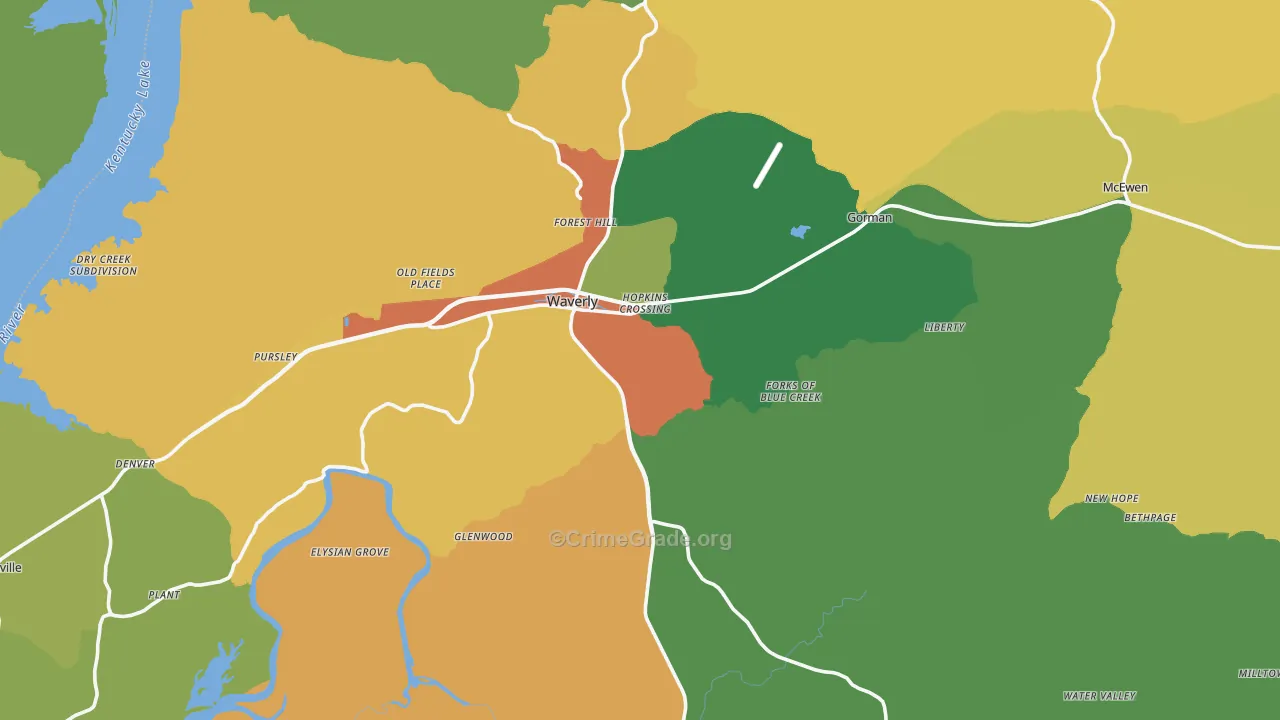 Humphreys County, TN Map of Theft Rates