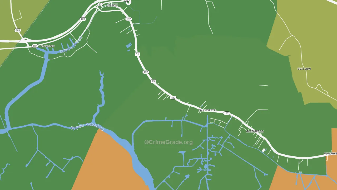 Humphreys, LA Map of Theft Rates