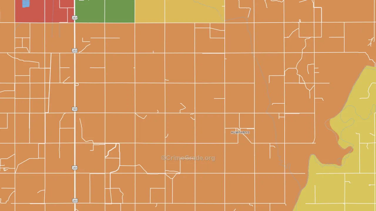 Humphreys, OK Map of Theft Rates