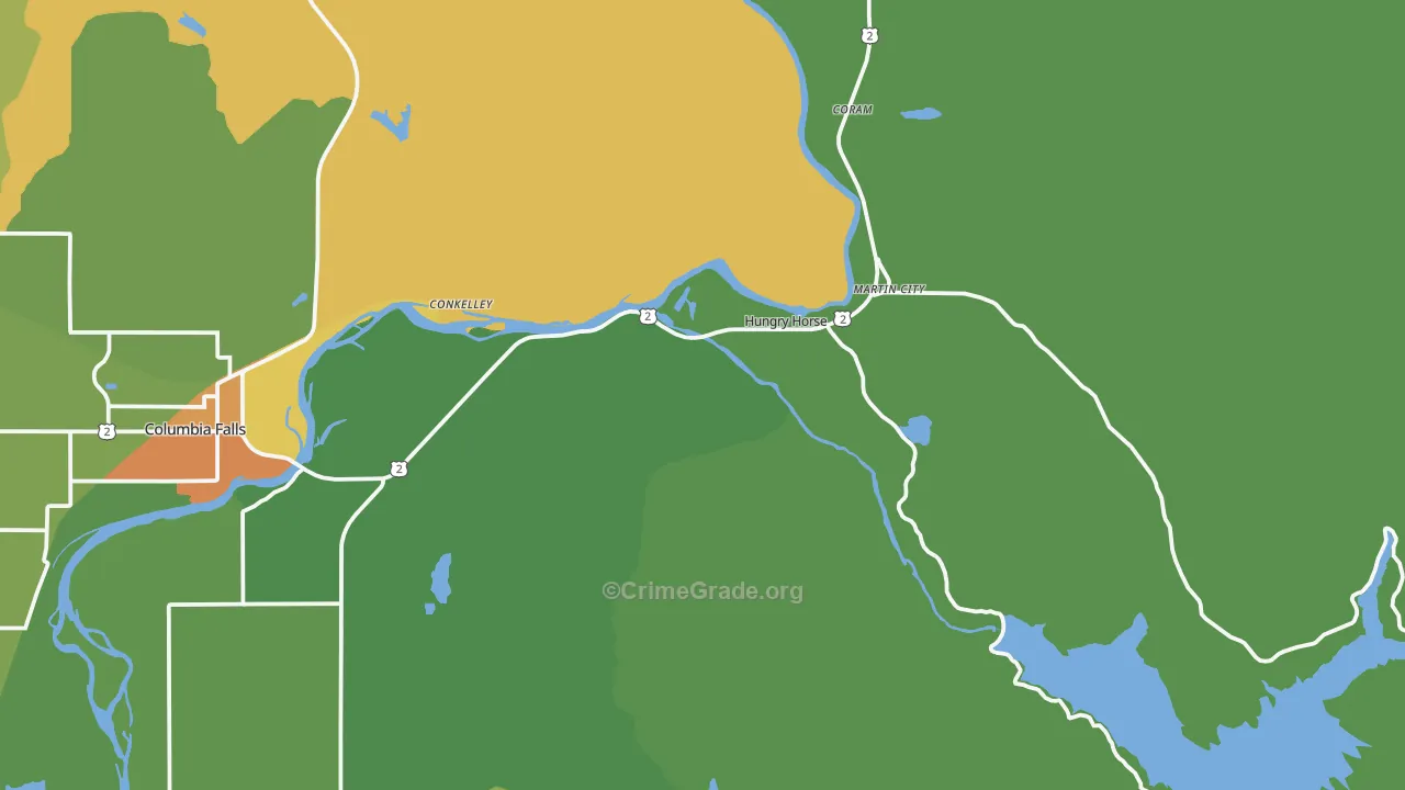 Hungry Horse, MT Map of Theft Rates
