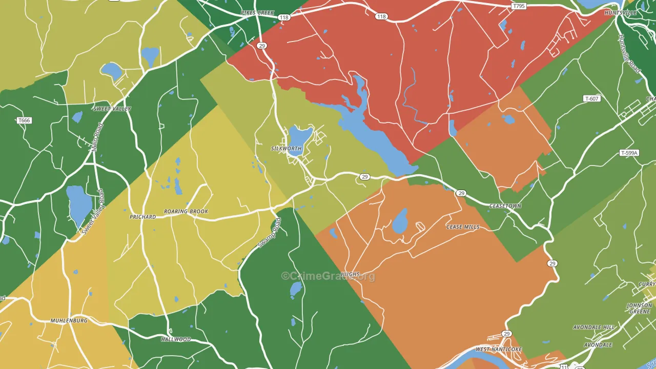 Hunlock Creek, PA Map of Theft Rates