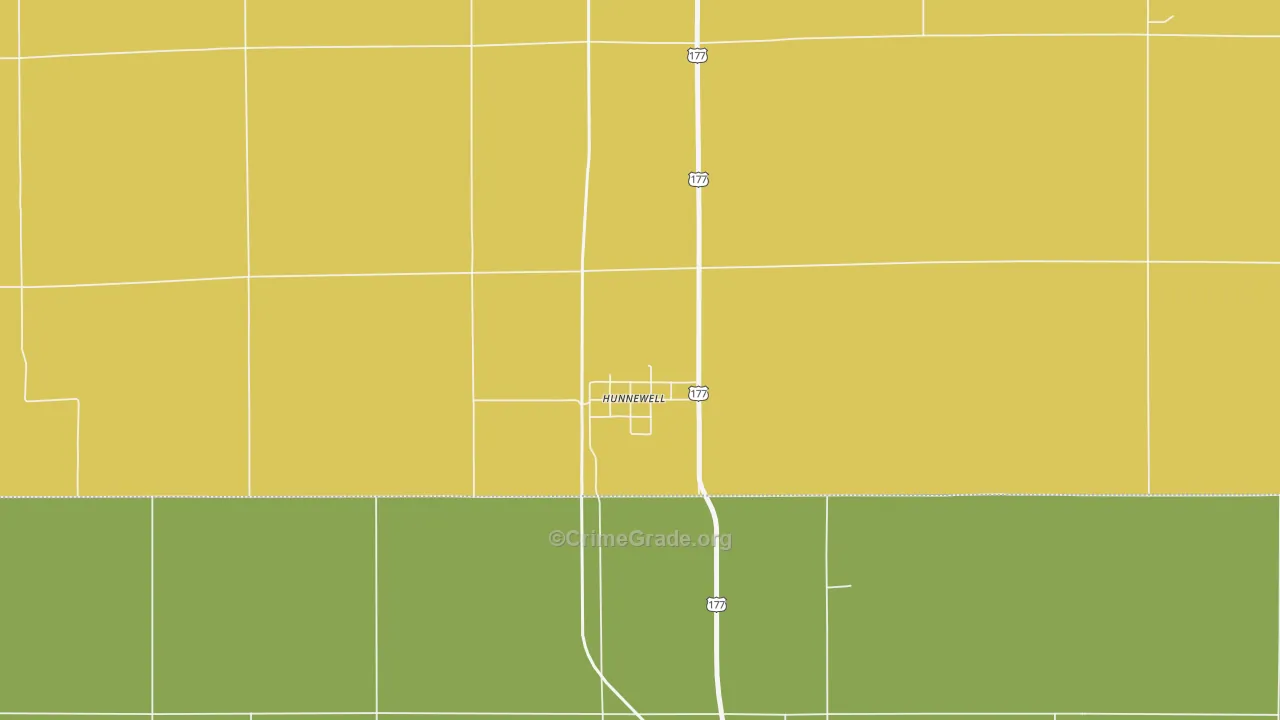 Hunnewell, KS Map of Theft Rates