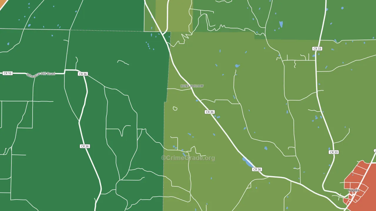 Hunt Hollow, NY Map of Theft Rates