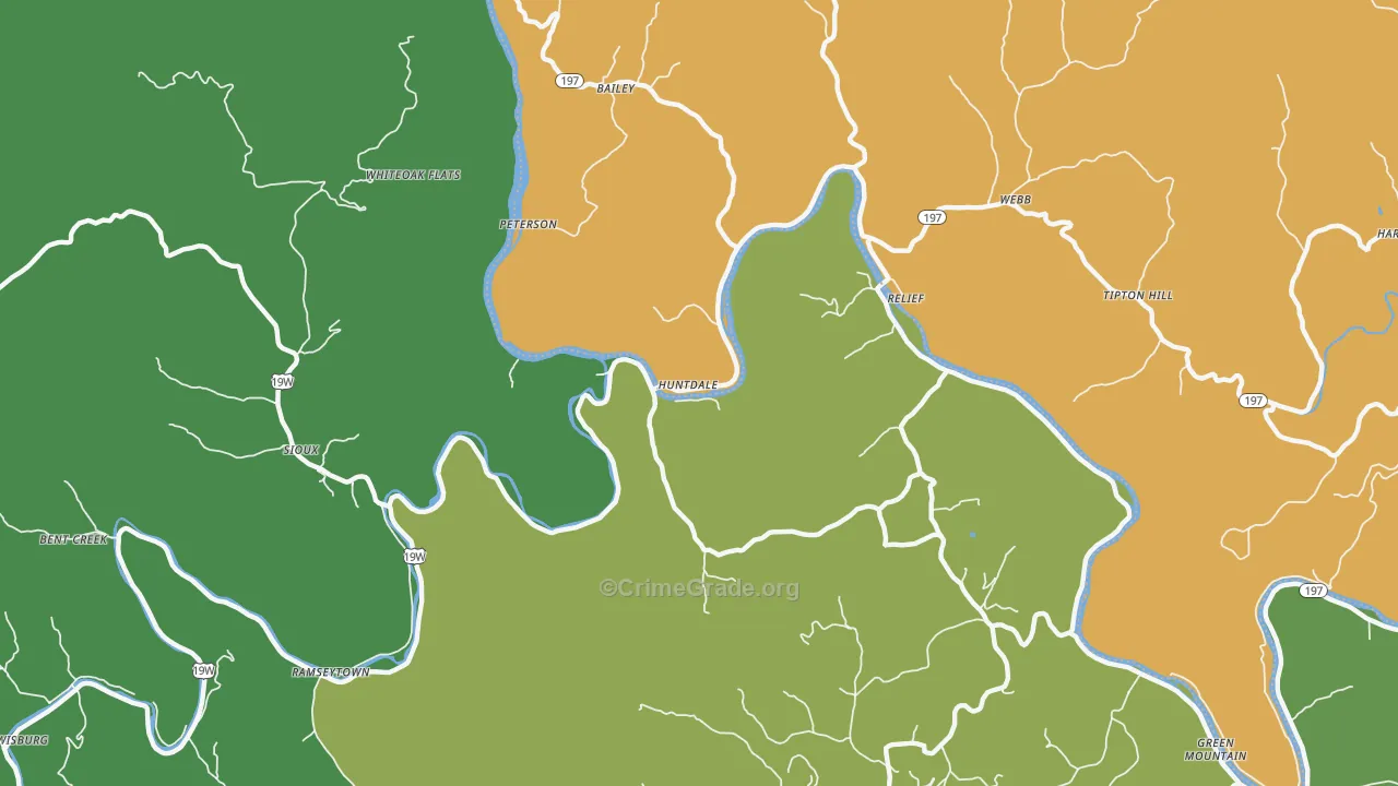 Huntdale, NC Map of Theft Rates