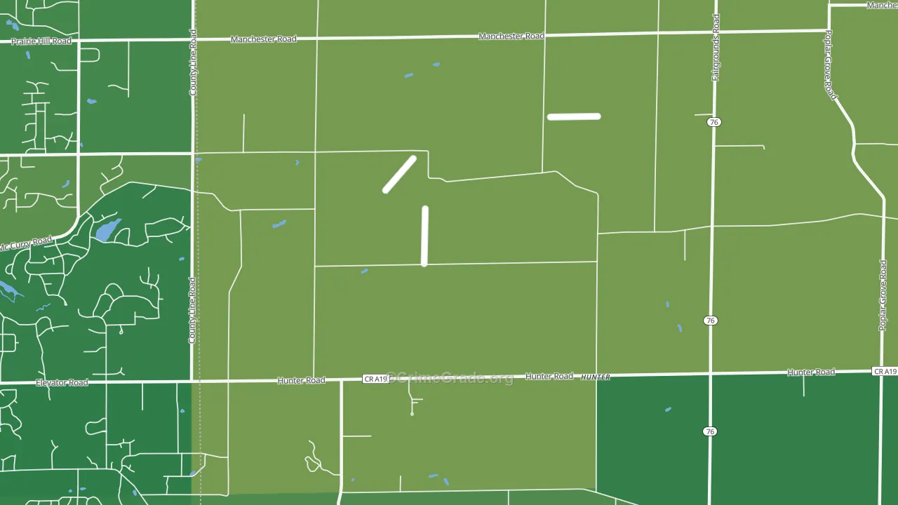 Hunter, IL Map of Theft Rates