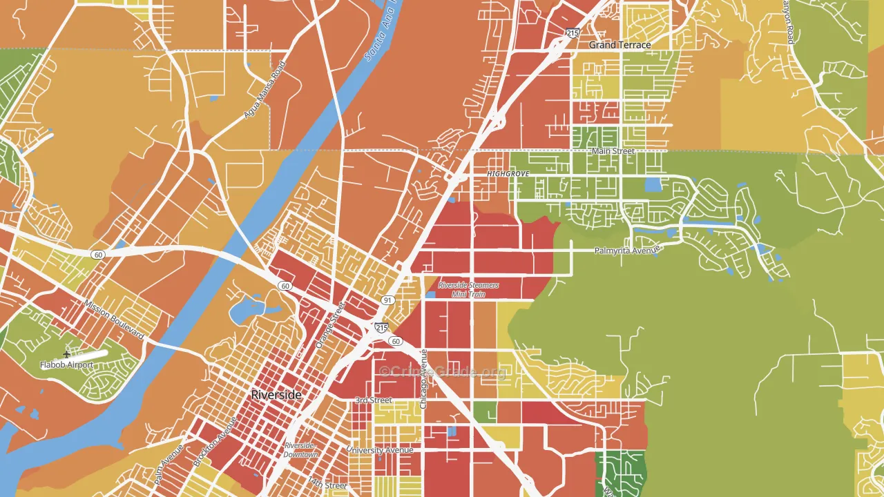 Hunter Industrial Park, Riverside, CA Map of Theft Rates