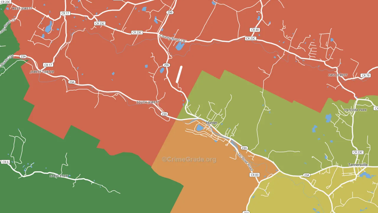 Hunter, NY Map of Theft Rates
