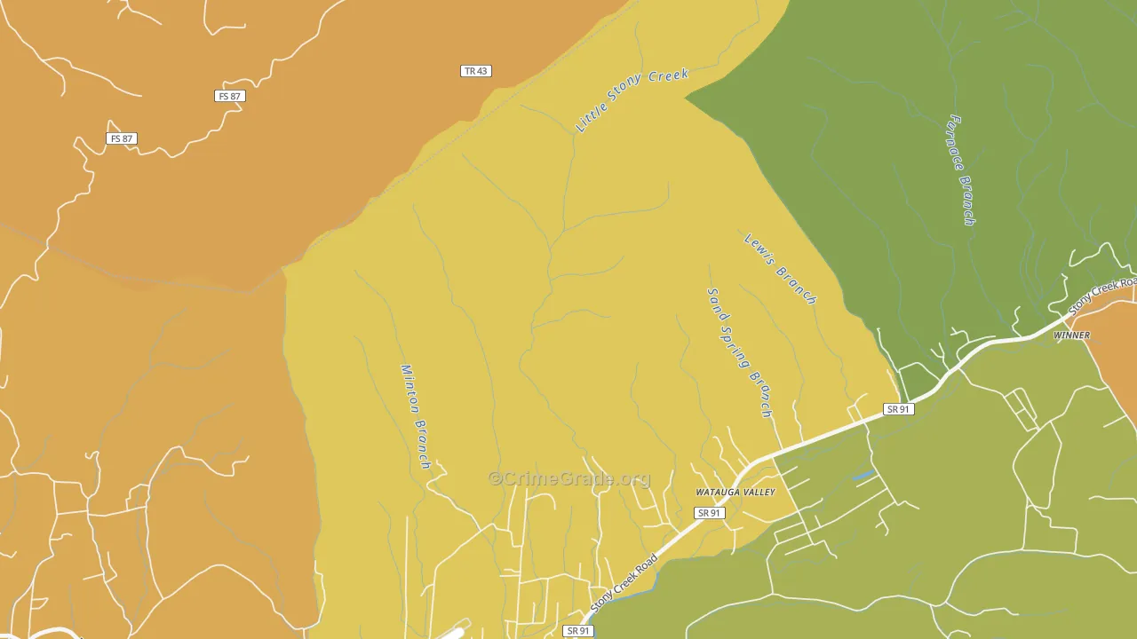 Hunter, TN Map of Theft Rates