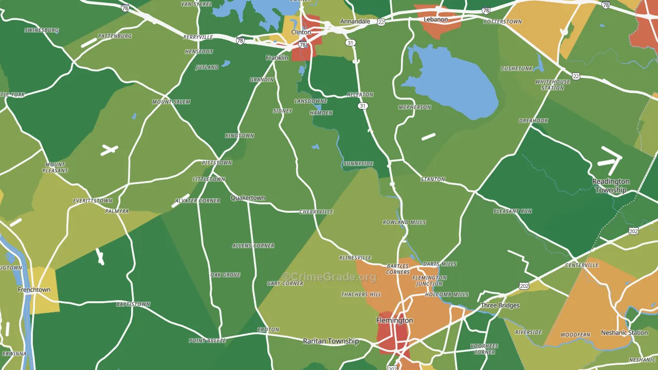 Hunterdon County, NJ Map of Theft Rates