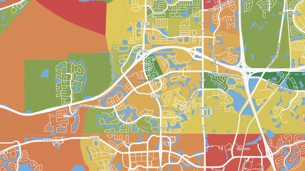 Hunters Creek, FL Map of Theft Rates