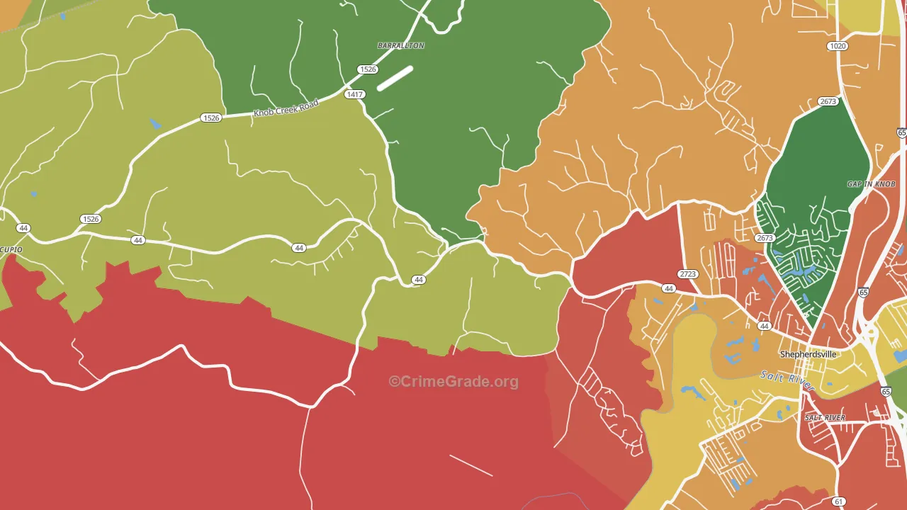 Hunters Hlw, KY Map of Theft Rates