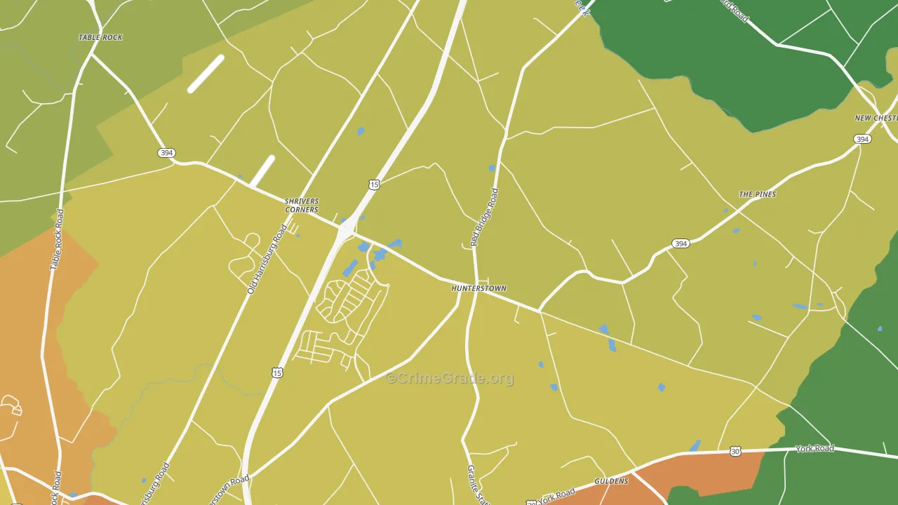 Hunterstown, PA Map of Theft Rates