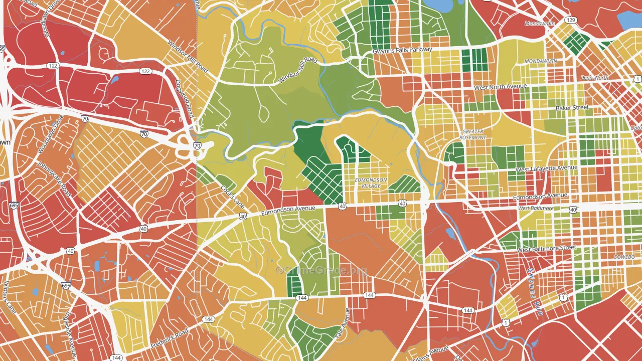 Hunting Ridge, Baltimore, MD Map of Theft Rates