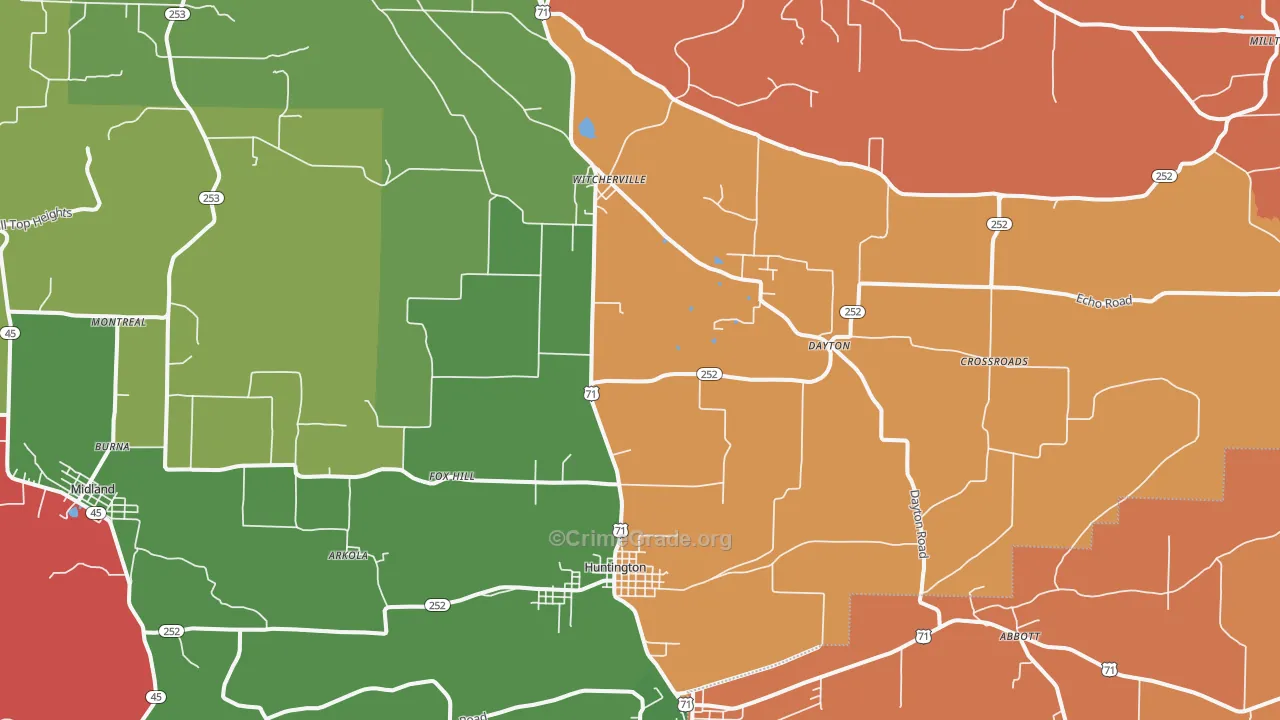 Huntington, AR Map of Theft Rates
