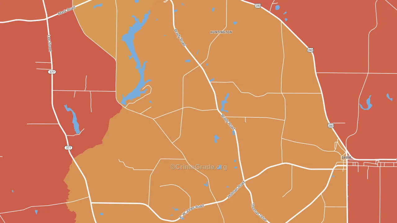 Huntington, GA Map of Theft Rates
