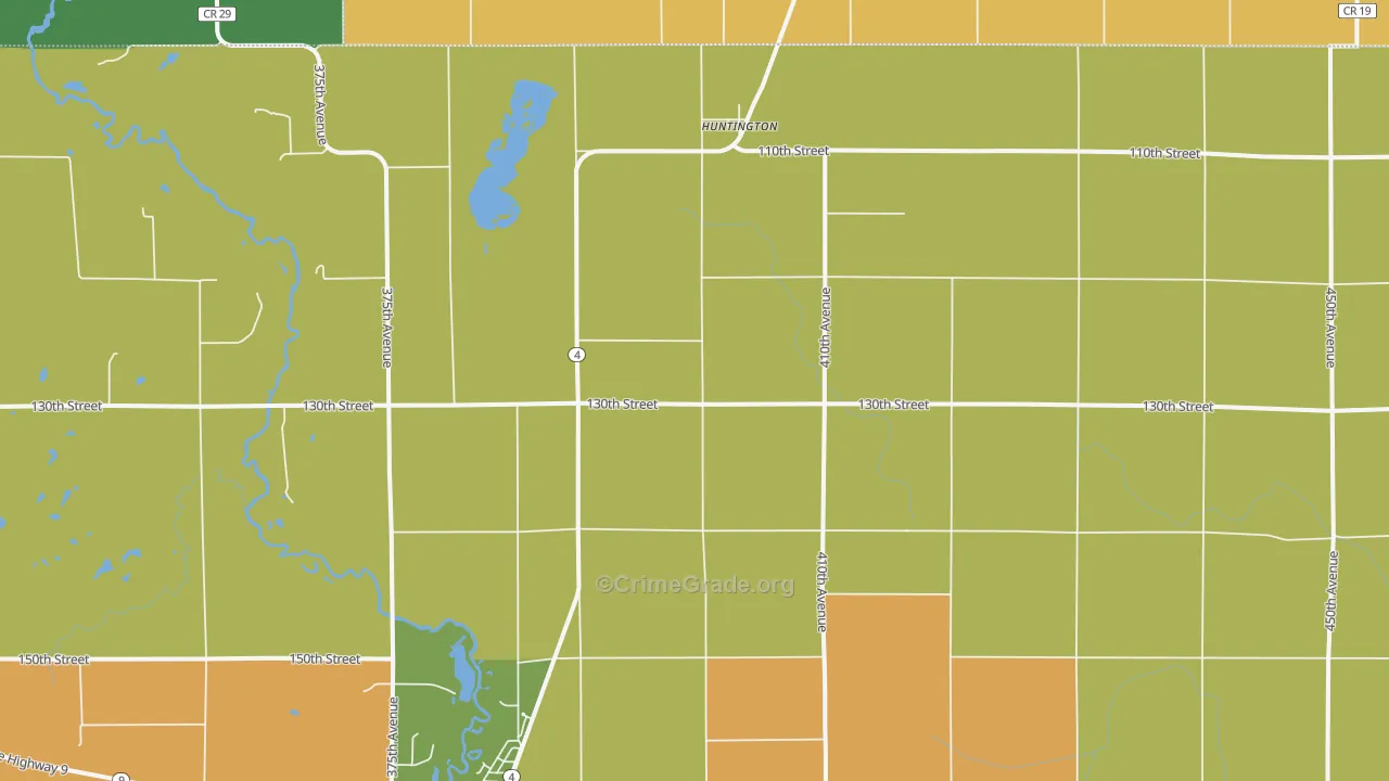 Huntington, IA Map of Theft Rates
