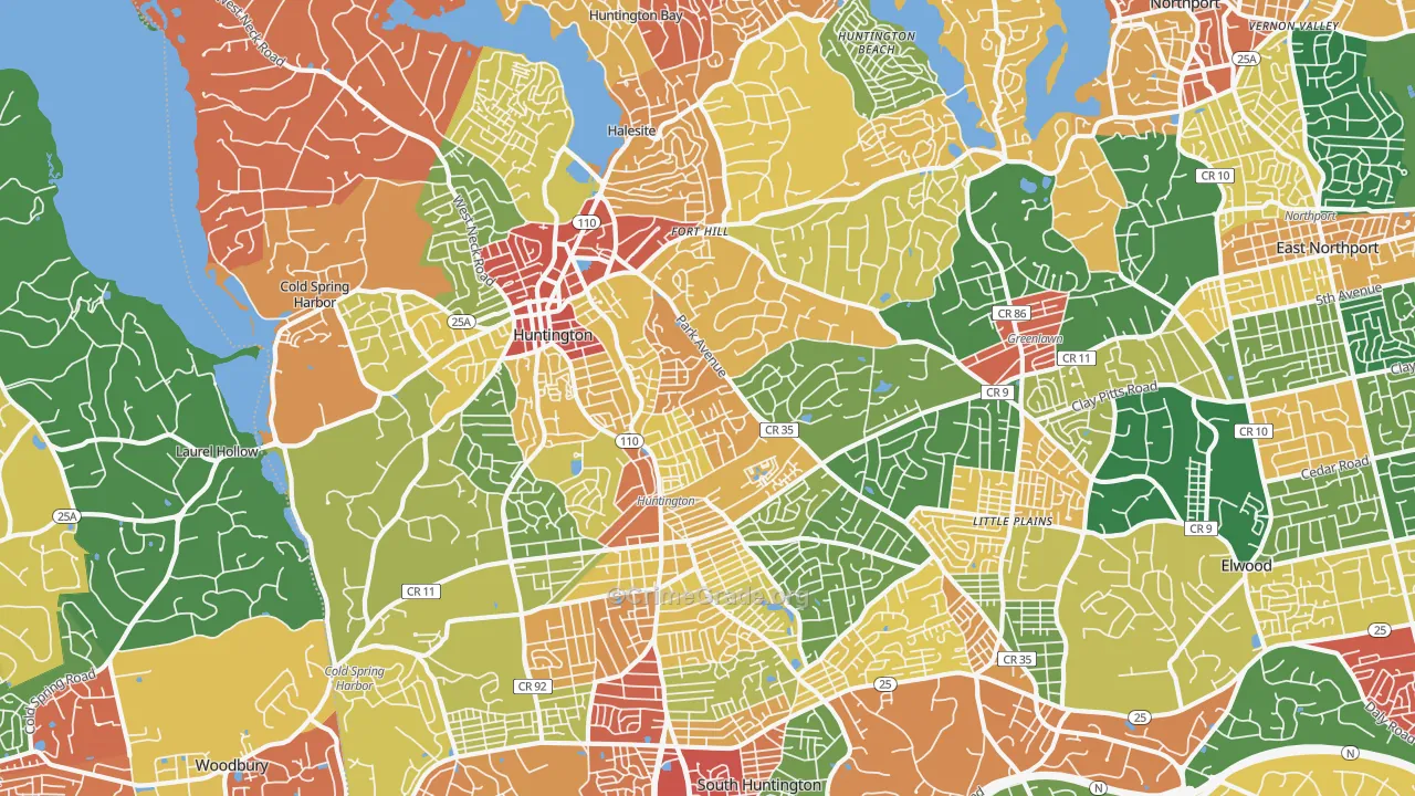 Huntington, NY Map of Theft Rates
