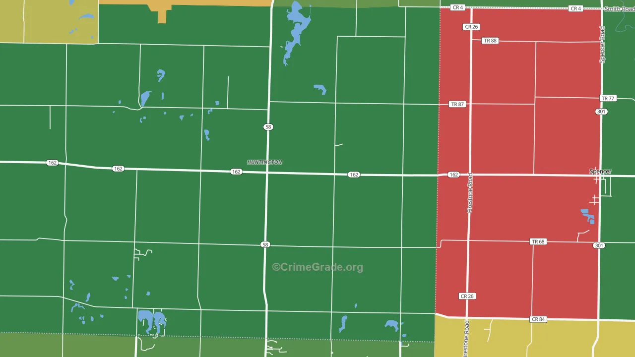 Huntington, OH Map of Theft Rates