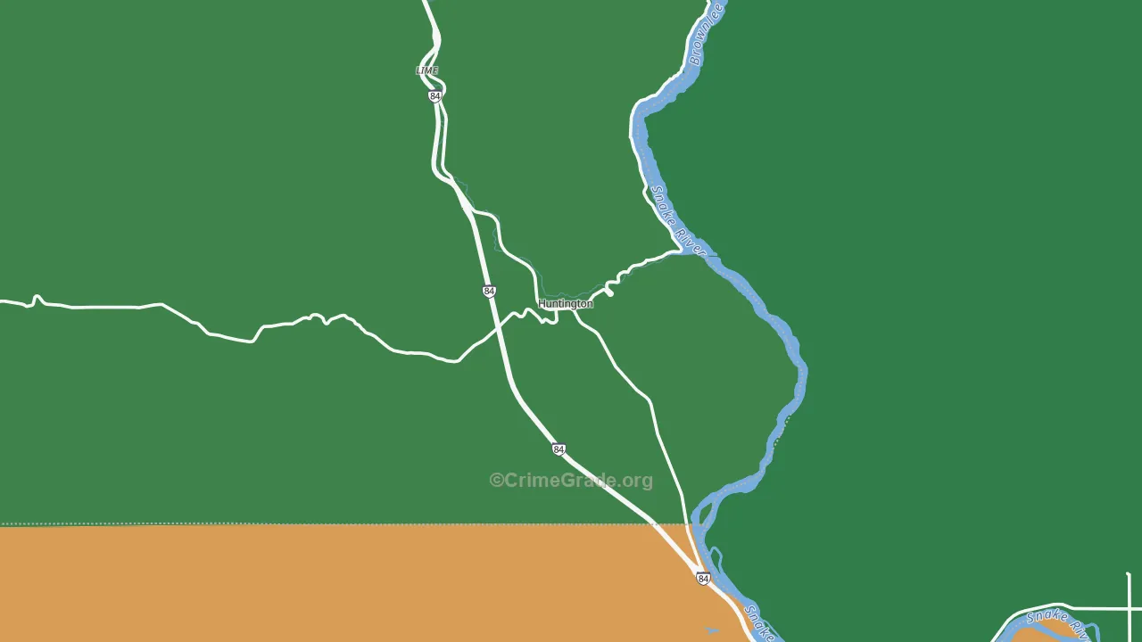 Huntington, OR Map of Theft Rates