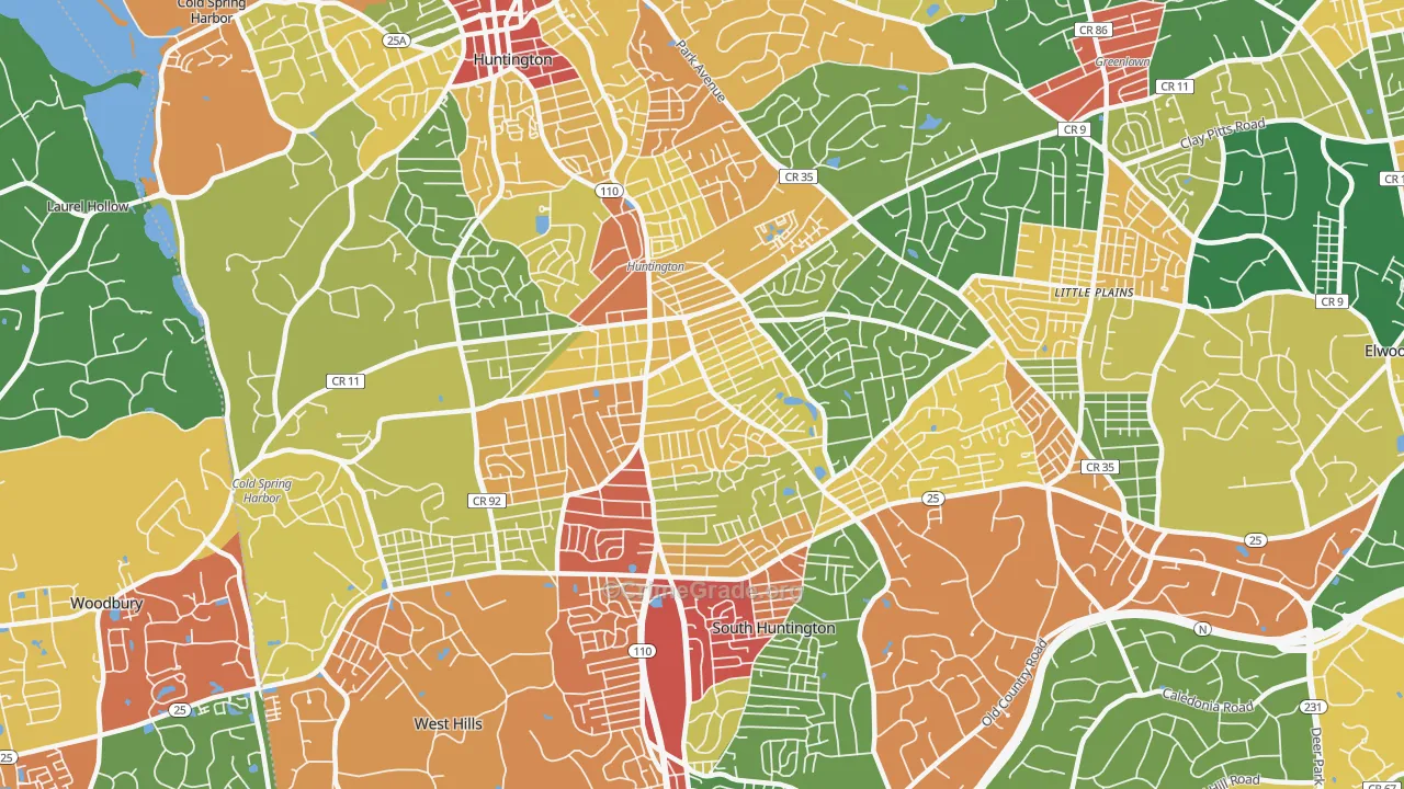 Huntington Station, NY Map of Theft Rates
