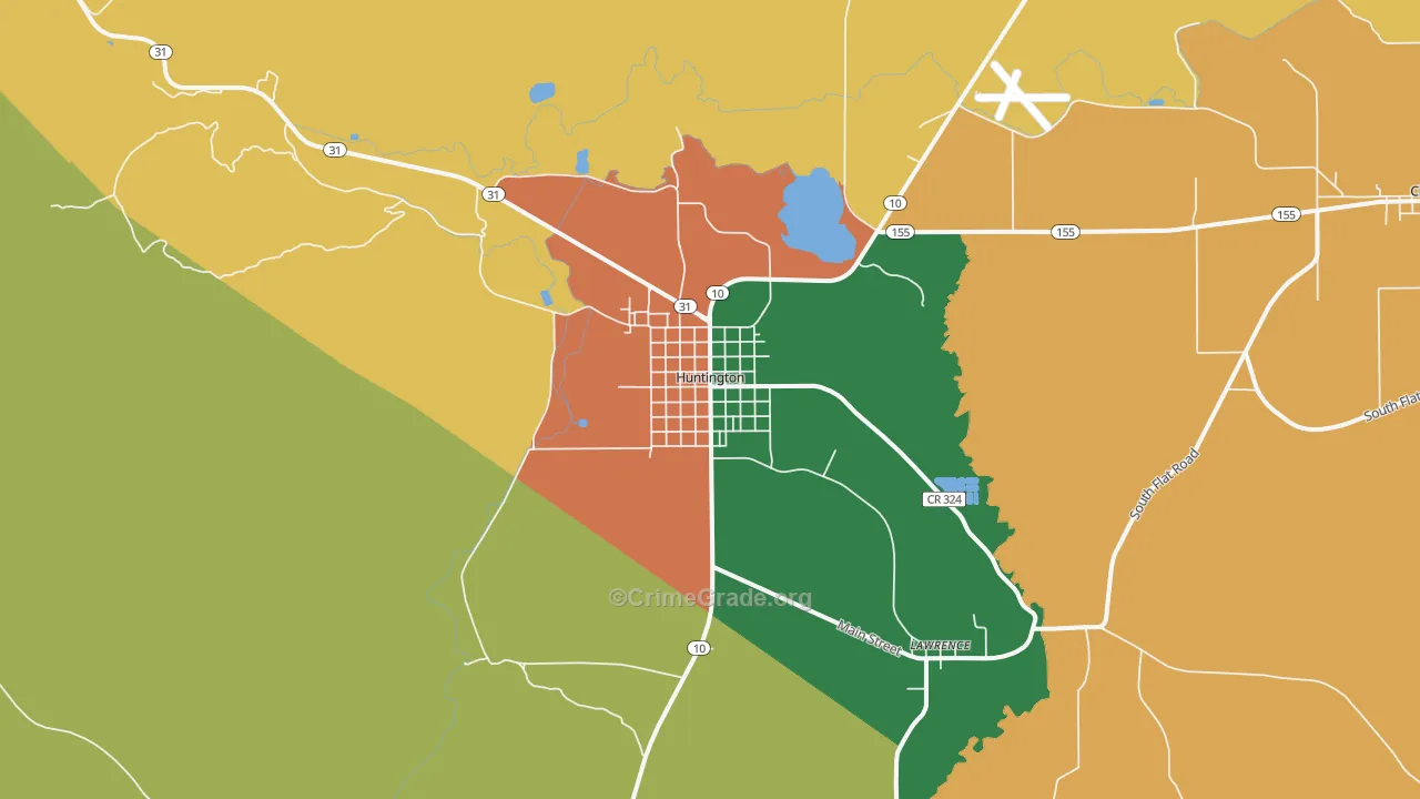 Huntington, UT Map of Theft Rates