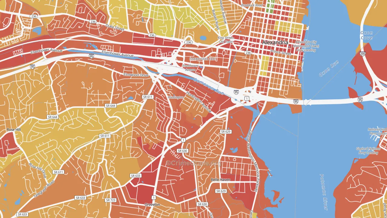 Huntington, VA Map of Theft Rates