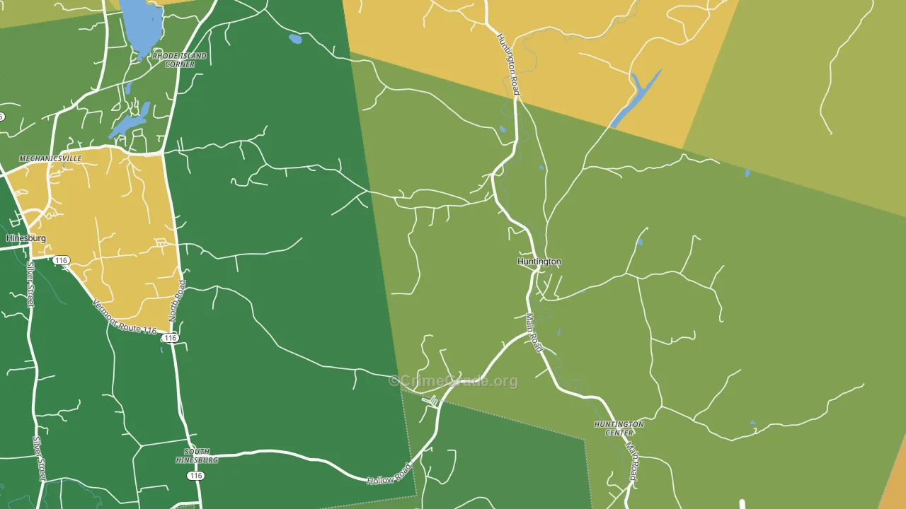 Huntington, VT Map of Theft Rates