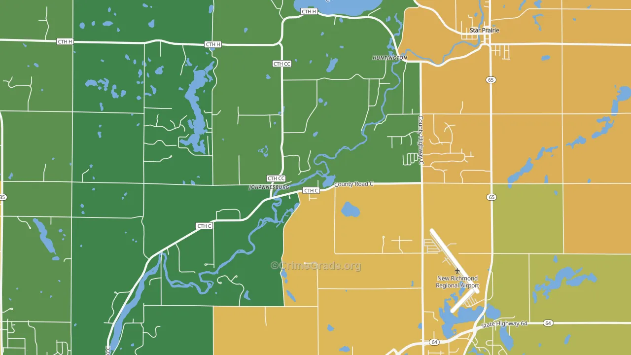 Huntington, WI Map of Theft Rates
