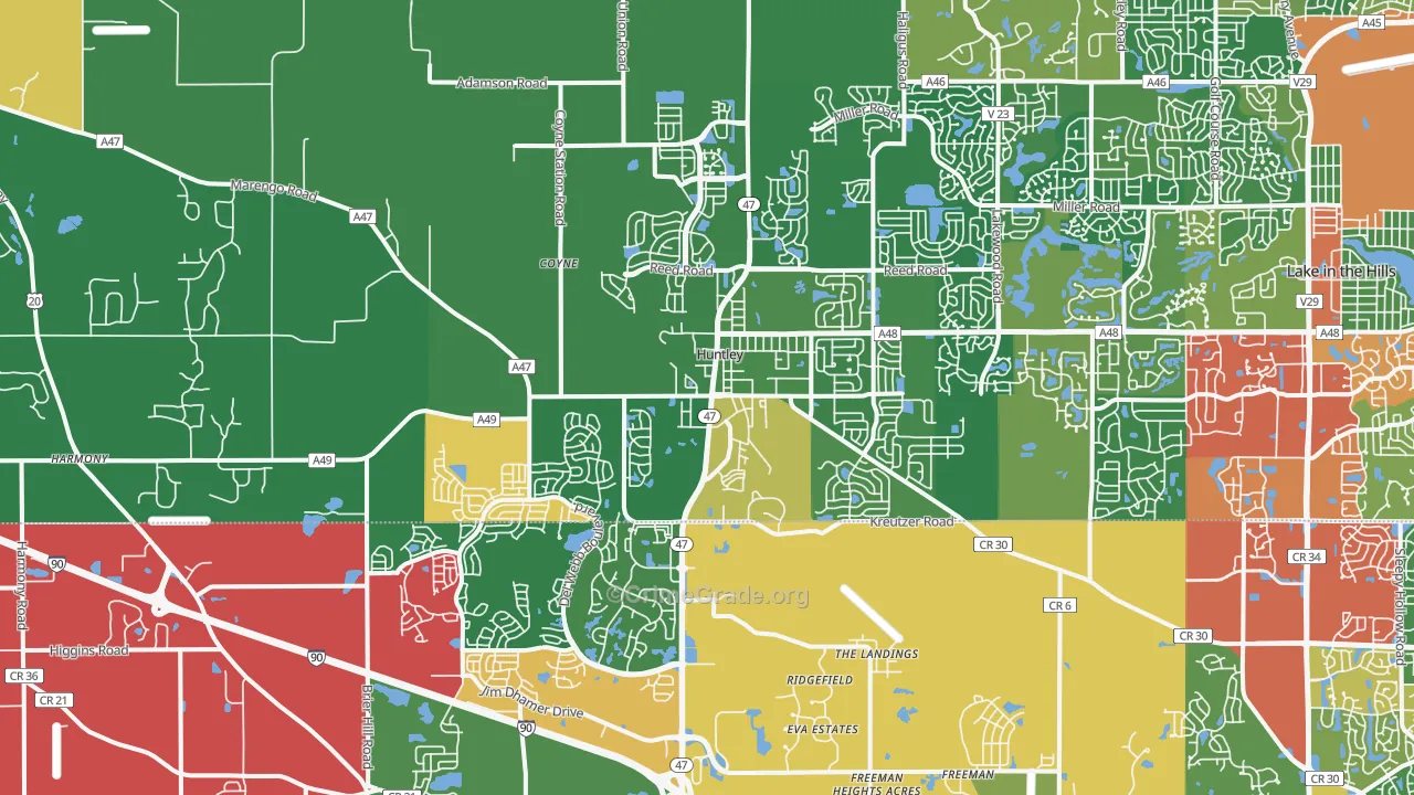 Huntley, IL Map of Theft Rates