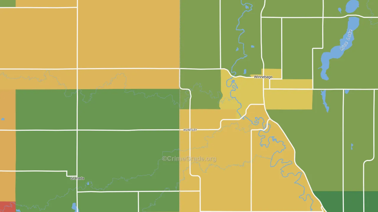 Huntley, MN Map of Theft Rates