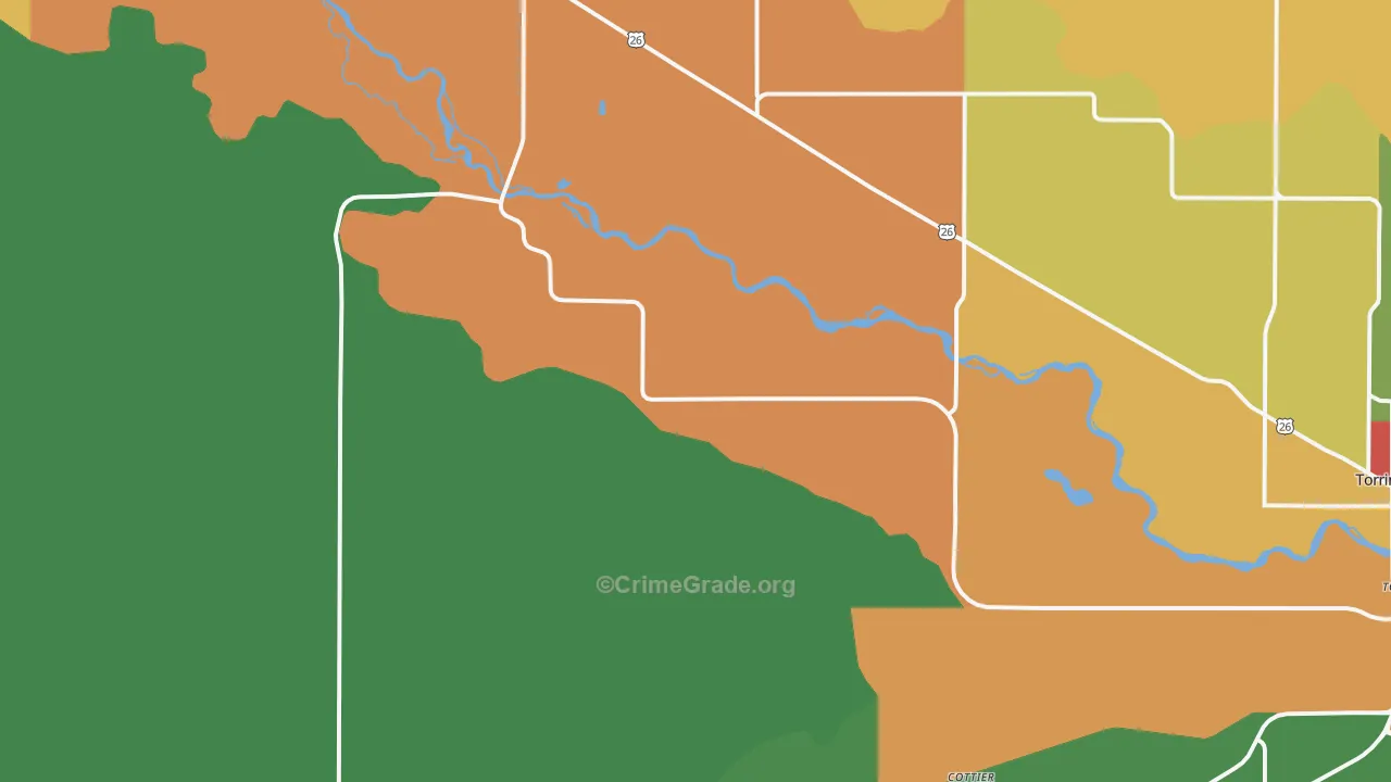 Huntley, WY Map of Theft Rates