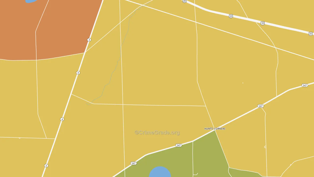 Hunts Corner, OH Map of Theft Rates