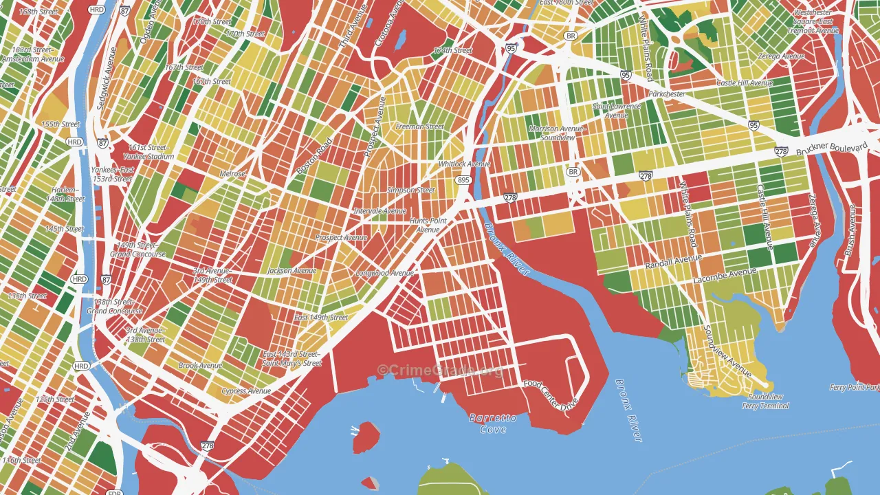 Hunts Point, Bronx, NY Map of Theft Rates