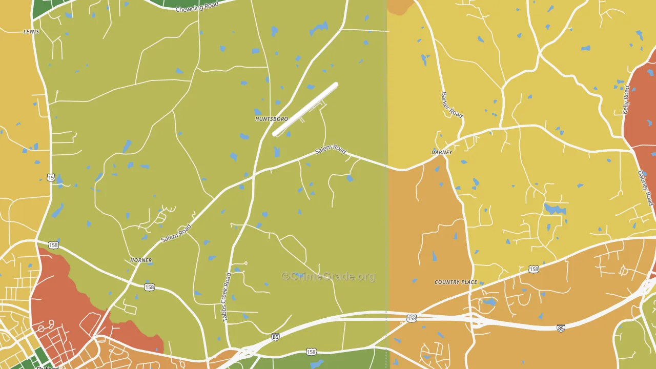 Huntsboro, NC Map of Theft Rates
