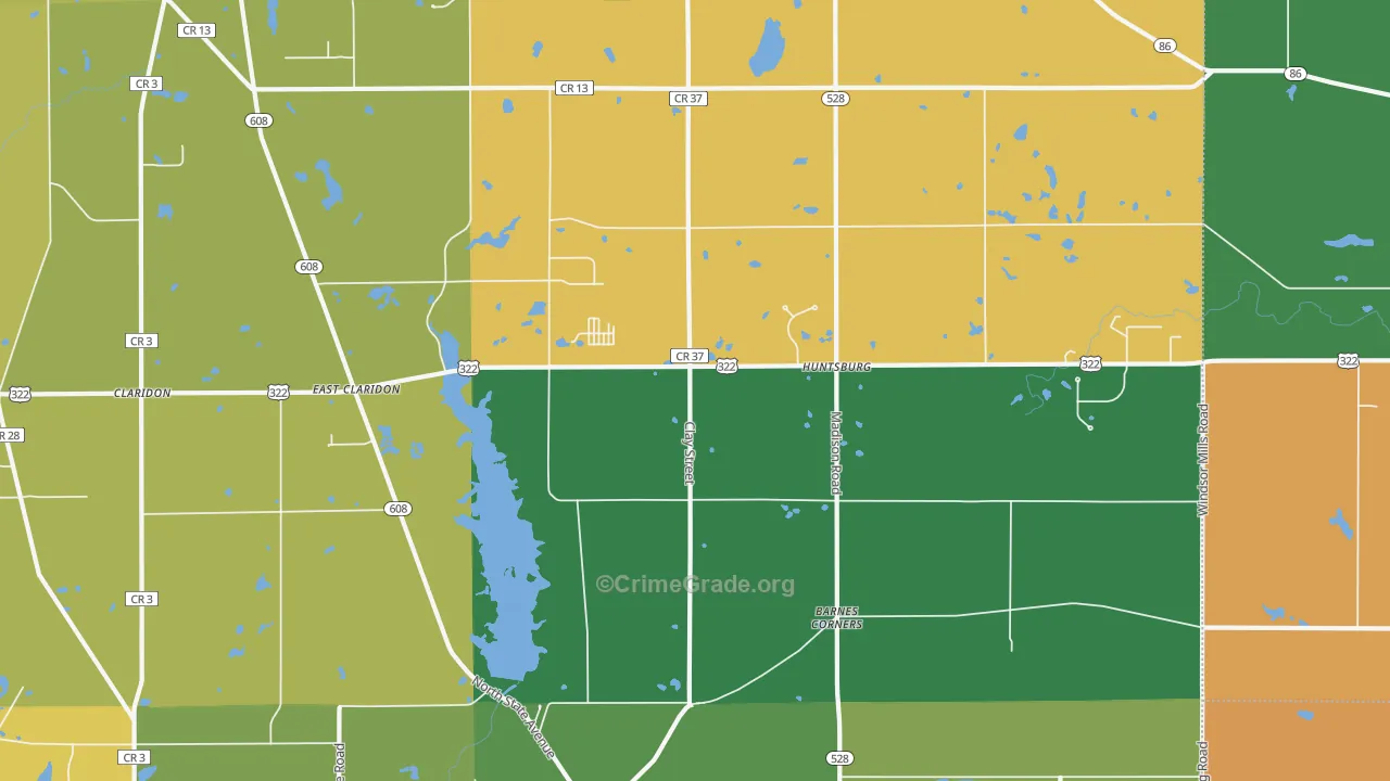 Huntsburg, OH Map of Theft Rates